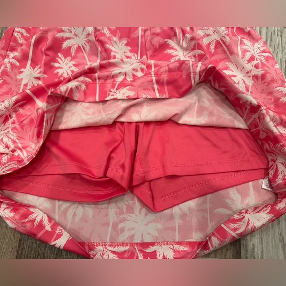 Pink Palm Print Mini Skort Golf Athleisure Spring Summer Stretchy Sz L - Picture 5 of 5